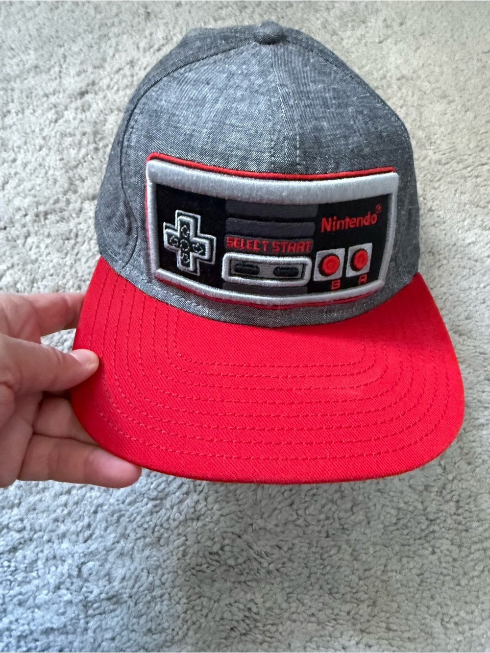 Nintendo Gray and Red Retro Controller Snapback Hat